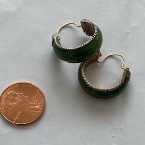 Silver earrings with natural green stone.